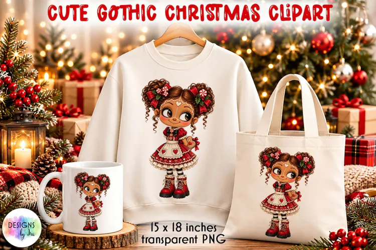 Gothic Christmas Gingerbread Girl PNG Clipart