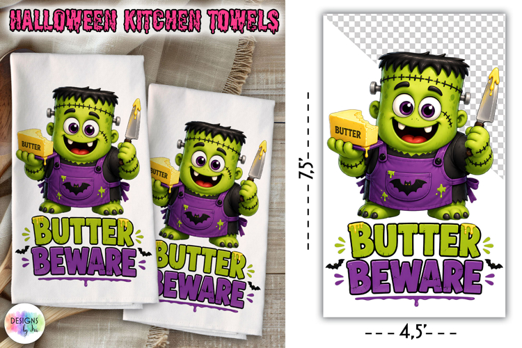 Halloween Kitchen Towel PNG, Butter Beware