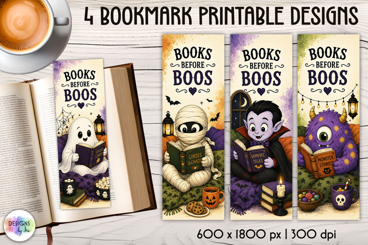Halloween Bookmarks, Books Before Boos PNG