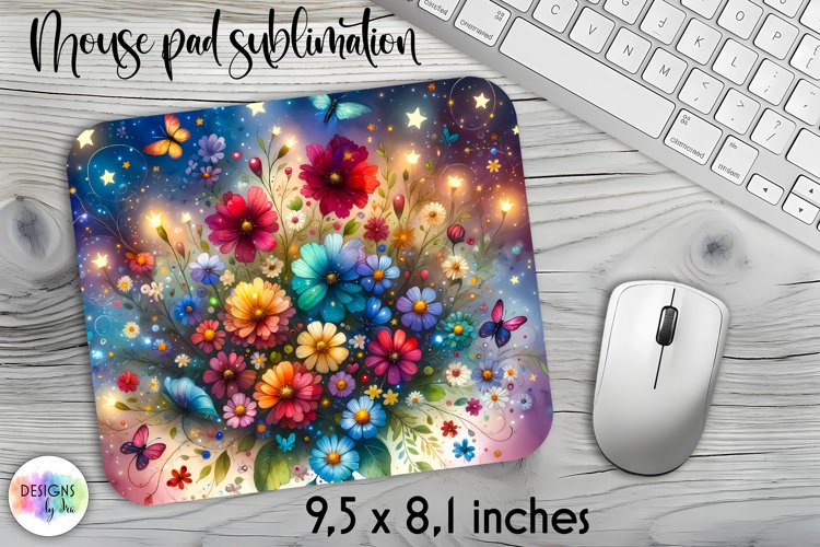 Summer Flowers Mouse Pad. Floral Mouse Pad Design example image 1