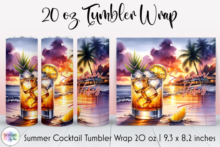 Summer Cocktail Tumbler Wrap, Tropical Summer, Summer Vibes