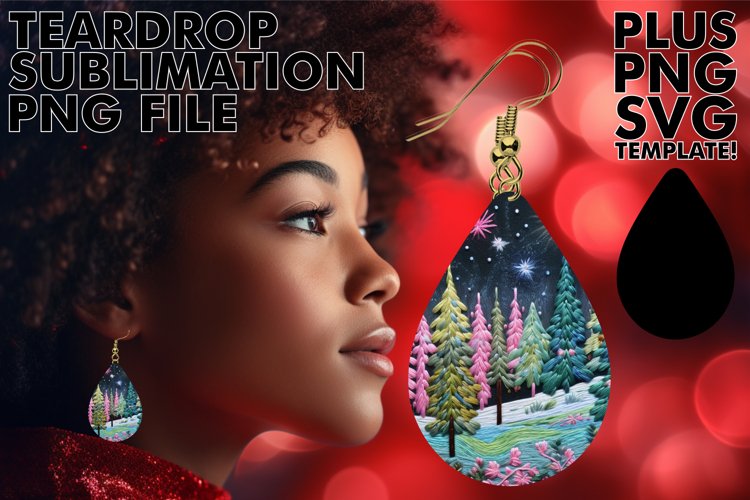Snowy Forest and 3D Embroidered Earrings example image 1