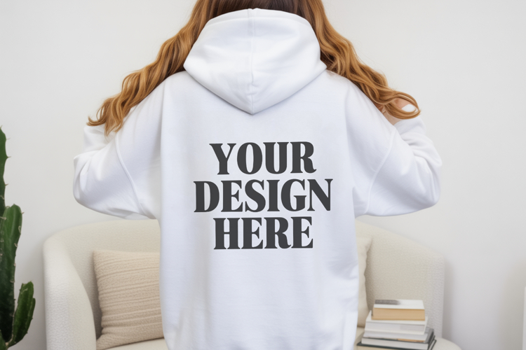 White Gildan 18500 Hoodie Mockup ,Cozy Unisex Sweatshir
