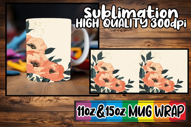 Playful mornings 11oz 15oz sublimation wrap, Flower example image 1