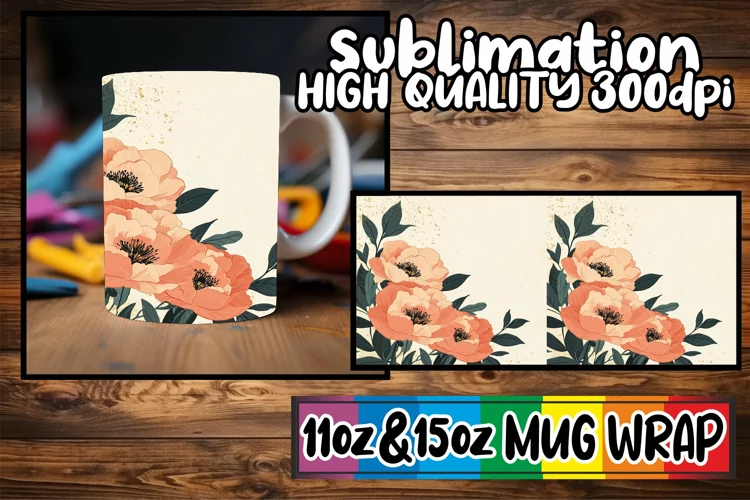 Playful mornings 11oz 15oz sublimation wrap, Flower