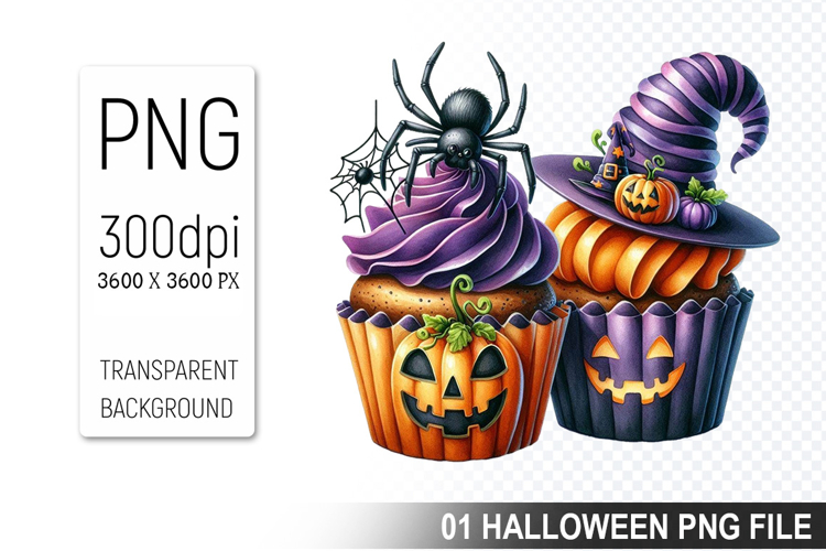 Halloween Witch Cupcake, Halloween Clipart PNG File