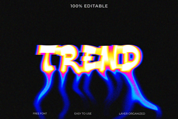 Trendy Glitchy Fire Text Effect Photoshop PSD