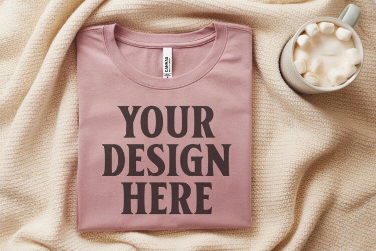 Christmas Bella Canvas 3001 Heather Mauve Folded Tshirt Mock example image 1