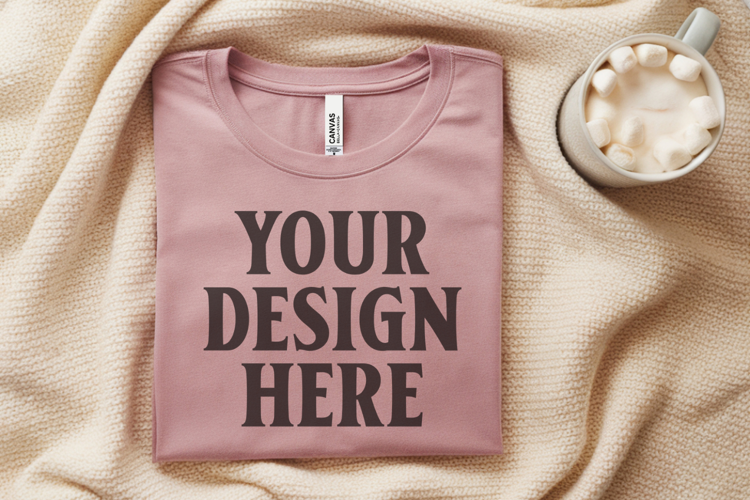 Christmas Bella Canvas 3001 Heather Mauve Folded Tshirt Mock