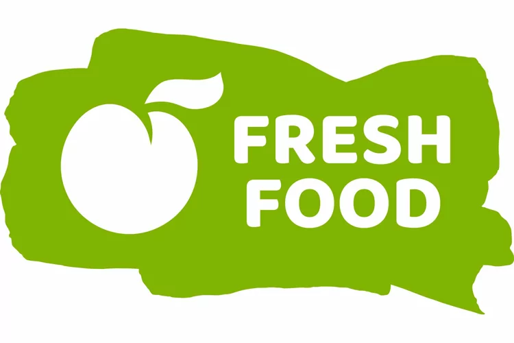 Organic food label. Fresh eco vegetarian products, vegan