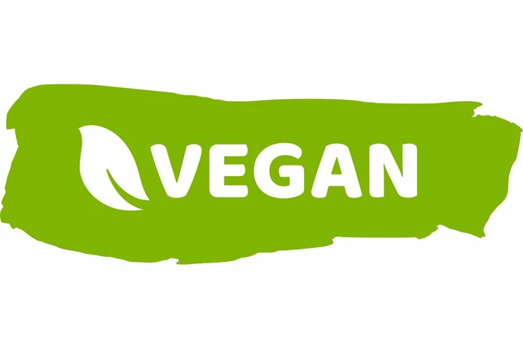 Organic food label. Fresh eco vegetarian products, vegan