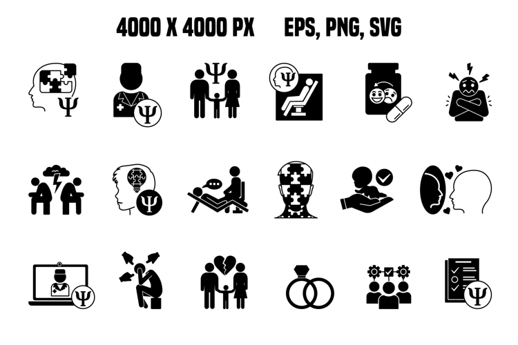 Black Psychology Icon Set