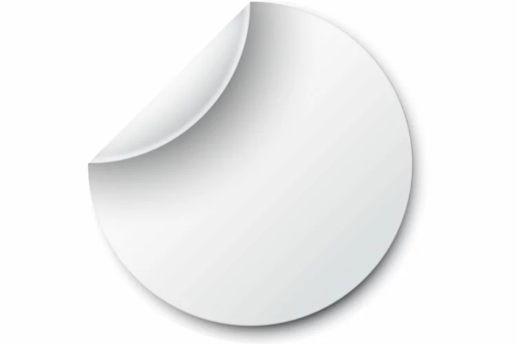 White paper stickers. Label sticker with curled corner