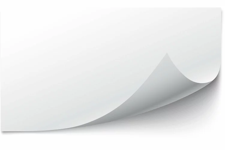 White paper stickers. Label sticker with curled corner