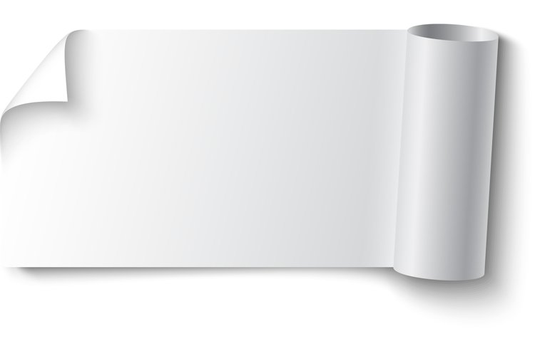 White paper stickers. Label sticker with curled corner example image 1