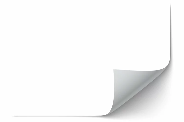 White paper stickers. Label sticker with curled corner
