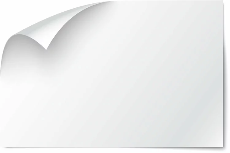 White paper stickers. Label sticker with curled corner