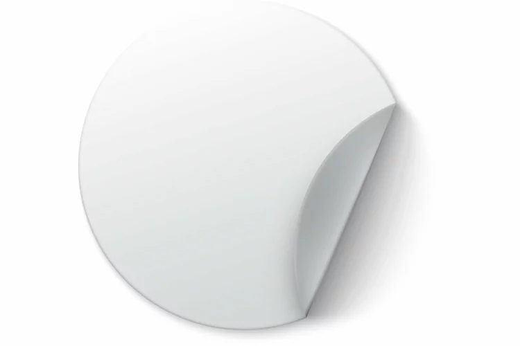 White paper stickers. Label sticker with curled corner