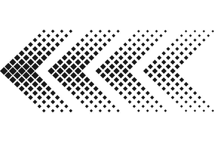 Halftone arrow. Color web arrow with dots (3509232)