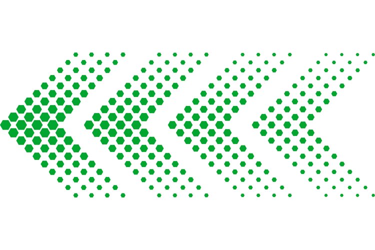 Halftone arrow. Color web arrow with dots