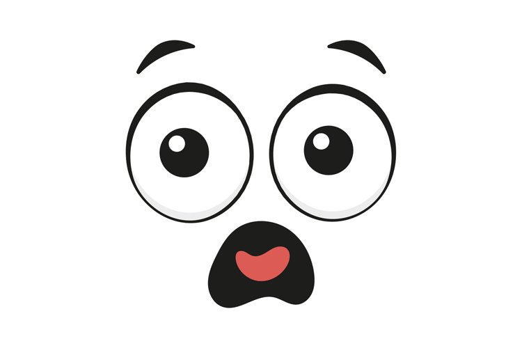 Cartoon scared shocked face example image 1