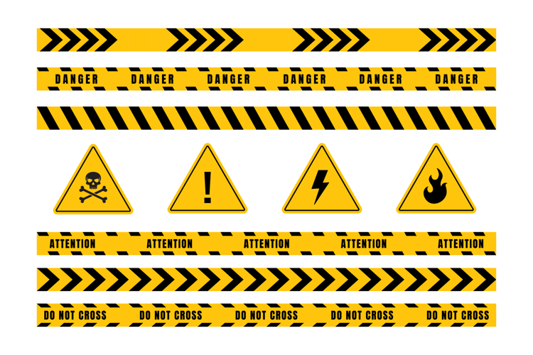 Yellow ribbon warning sign collection