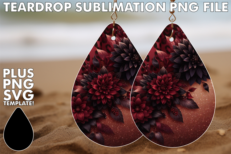 Bright TEARDROP Earrings Art PNG, Leopard Prints