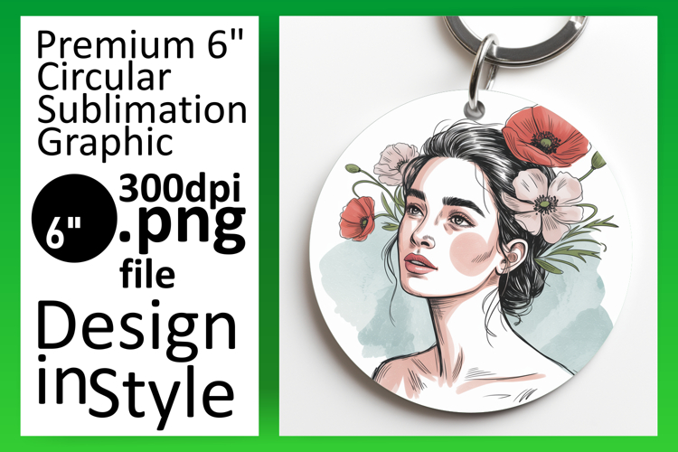 Lovely Round Design for Keychains , Beauty Woman