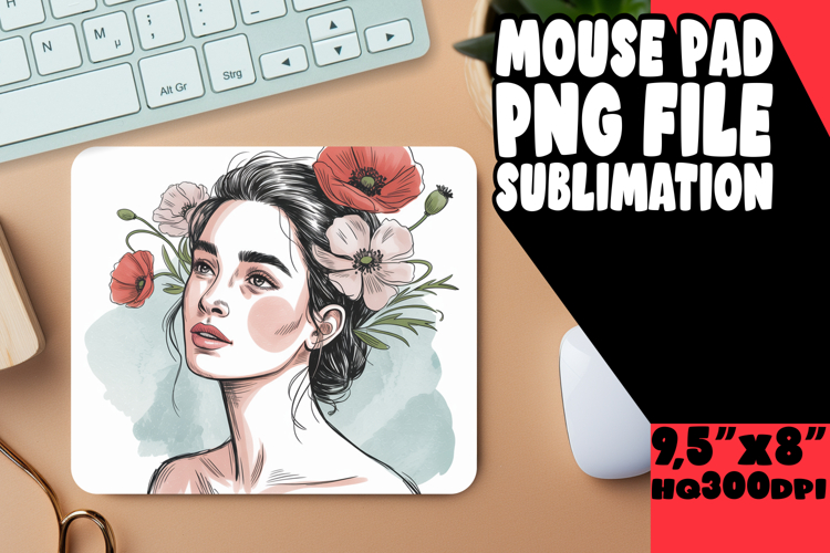 CHEERFUL MOUSE PAD INSPIRATIONAL PNG, Beauty Woman