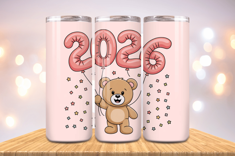 Festive Happy New Year Tumbler Wrap 2026: 20oz Skinny Tumble