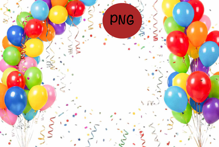 balloons and confetti PNG