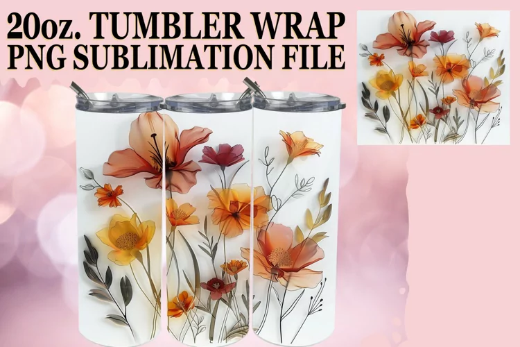 Elegant Flower Pattern Tumbler Sublimation Wrap