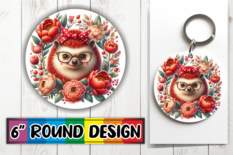 Playful Circle Keychain Sublimation, Cute Animals