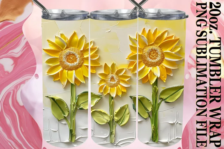 3D Petal Serenity: Tumbler Wrap Sublimation