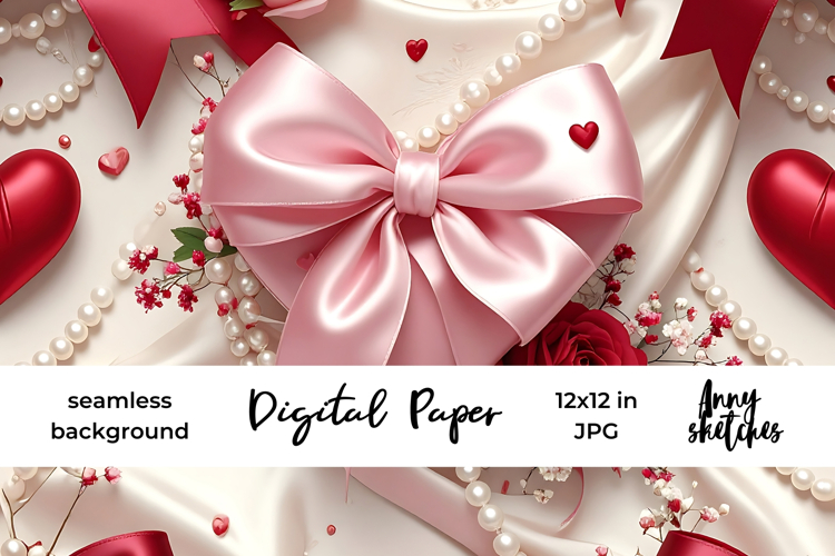 Rococo Coquette Valentine Digital Paper Seamless Pattern