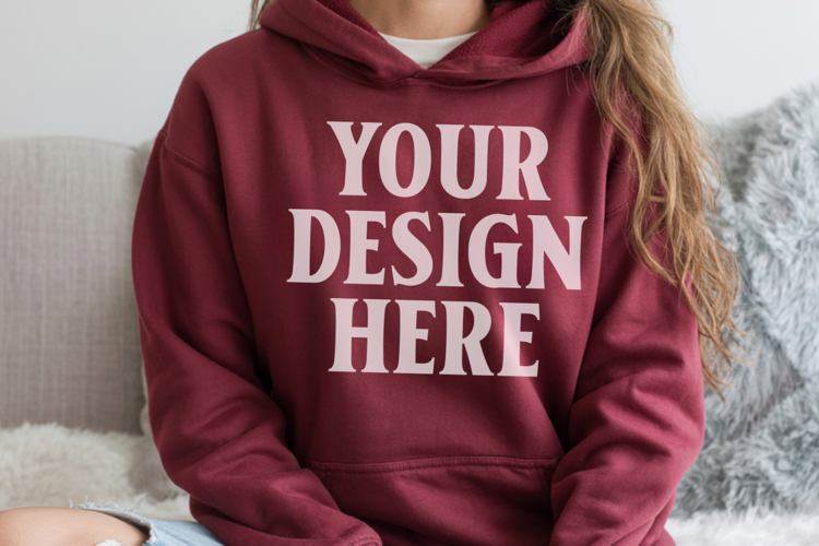 Maroon Gildan 18500 Hoodie Mockup, G18000 Hoodie Model mock