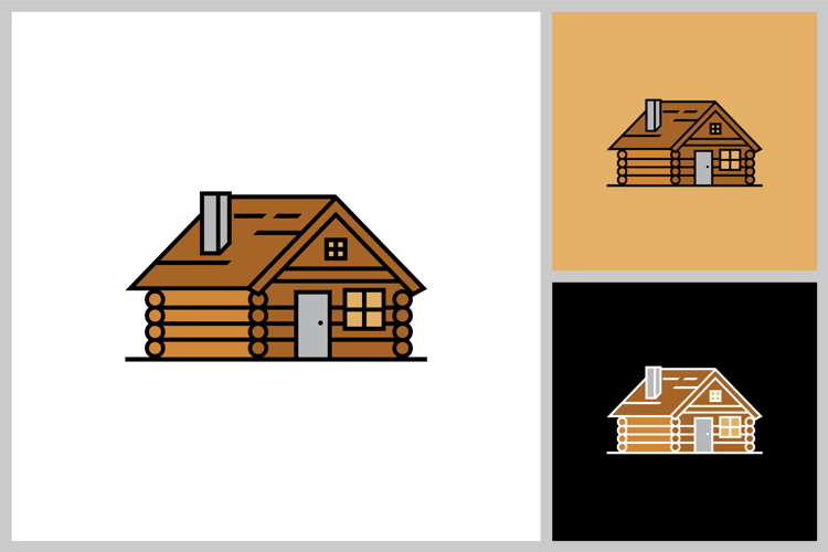 Cartoon Log Cabin Vector Icon. Wooden House