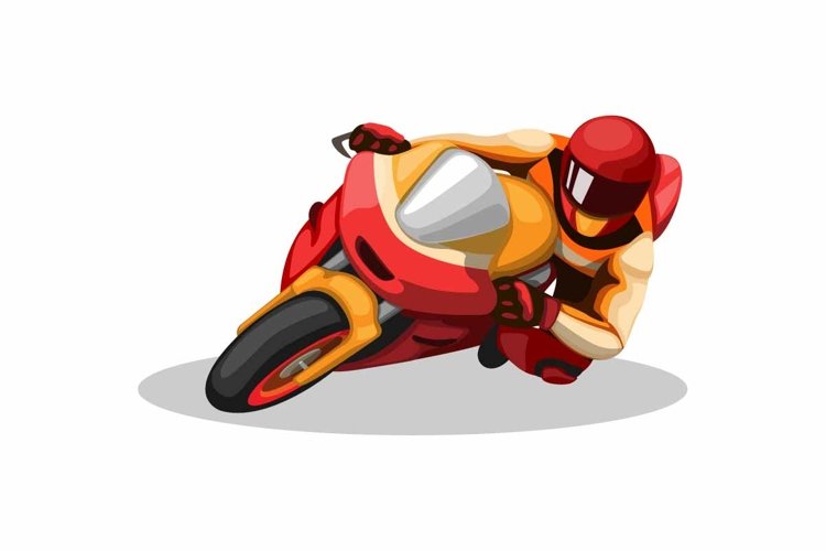 motorsport rider cornering in circuit racing cartoon vector example image 1