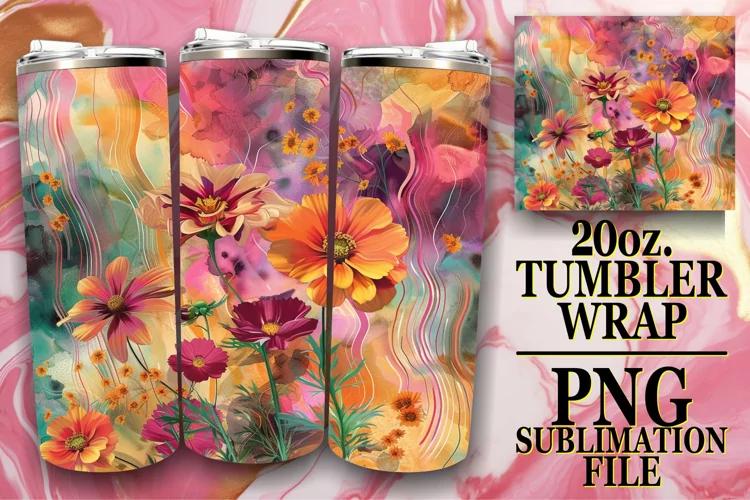 Colorful Meadow of Flowers Tumbler Sublimation