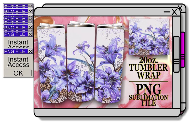 Vibrant Glitter & Floral Tumbler Wraps - 20oz example image 1