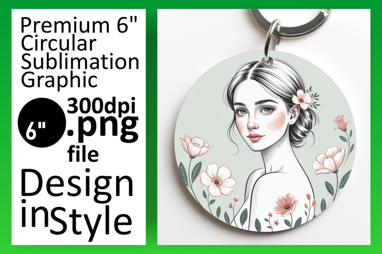Sophisticated Round Design Keychain Art , Beauty Woman