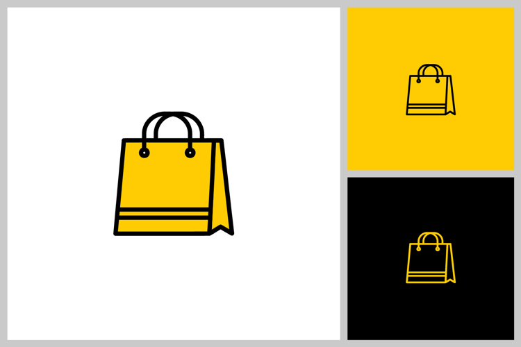 Yellow Cartoon Shopping Bag Icon
