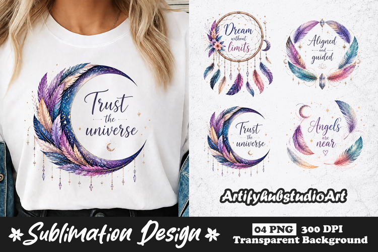 Trust the Universe Spiritual Feather Sublimation PNG example image 1