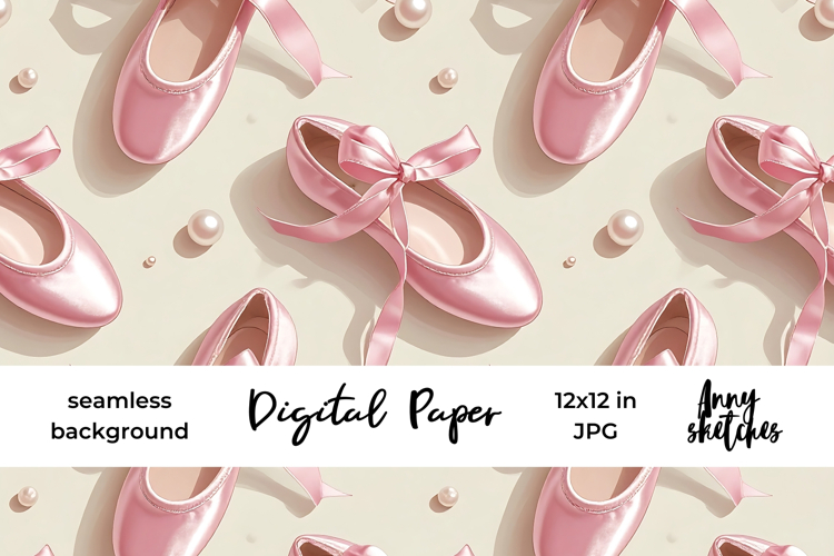 Ballet Slippers Coquette Digital Paper Kit Seamless Patterns