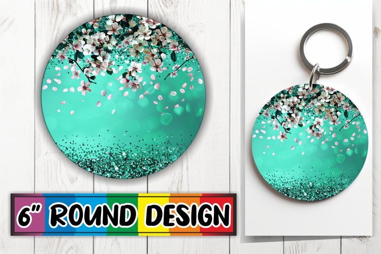 Vibrant Glittery Petal Sublimation : Keychain, Coaster