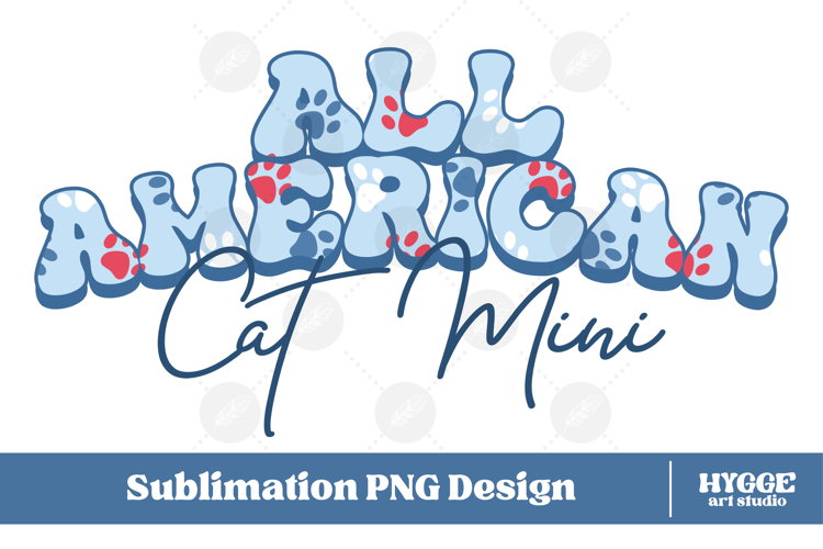 American Cat Mini 4th of July USA Paw DTF PNG Sublimation