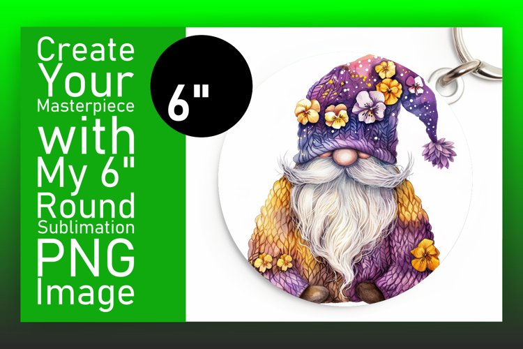 Adorable Gnome Sublimation Circle Variety example image 1