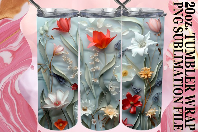 Beautiful Flower Pattern Tumbler Sublimation example image 1