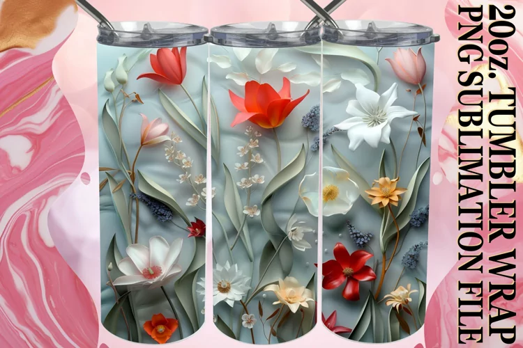 Beautiful Flower Pattern Tumbler Sublimation