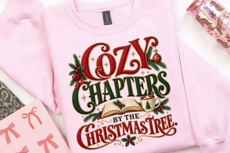 Cozy Chapters by the Christmas Tree PNG, Christmas Book